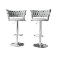 BARHOCKER-SET Muz BS-1141/CM (2 Stück in Samt) - Chromfarben/Grau, Textil/Metall (50/76/48cm) - MIRJAN24