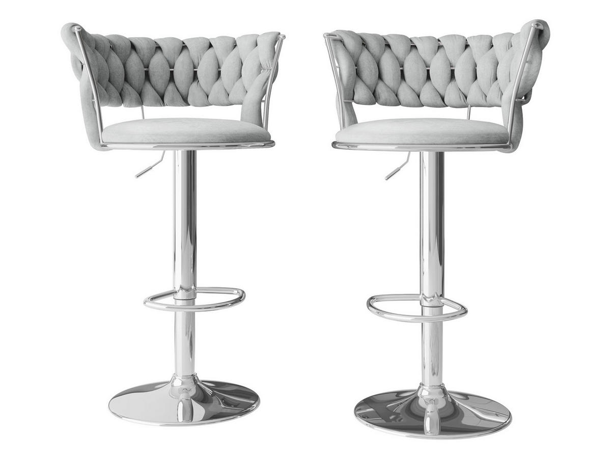 BARHOCKER-SET Muz BS-1141/CM (2 Stück in Samt) - Chromfarben/Grau, Textil/Metall (50/76/48cm) - MIRJAN24