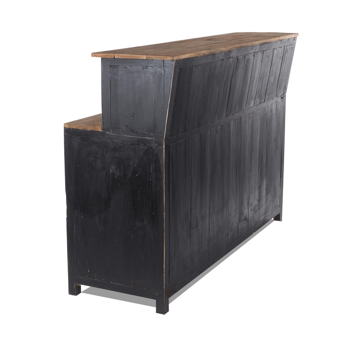 BARSCHRANK PUREWOOD Recyclingholz massiv, Vintage-Look 09 voodoo - schwarz - Schwarz, Holz (150/110/55cm) - DESIGN DELIGHTS