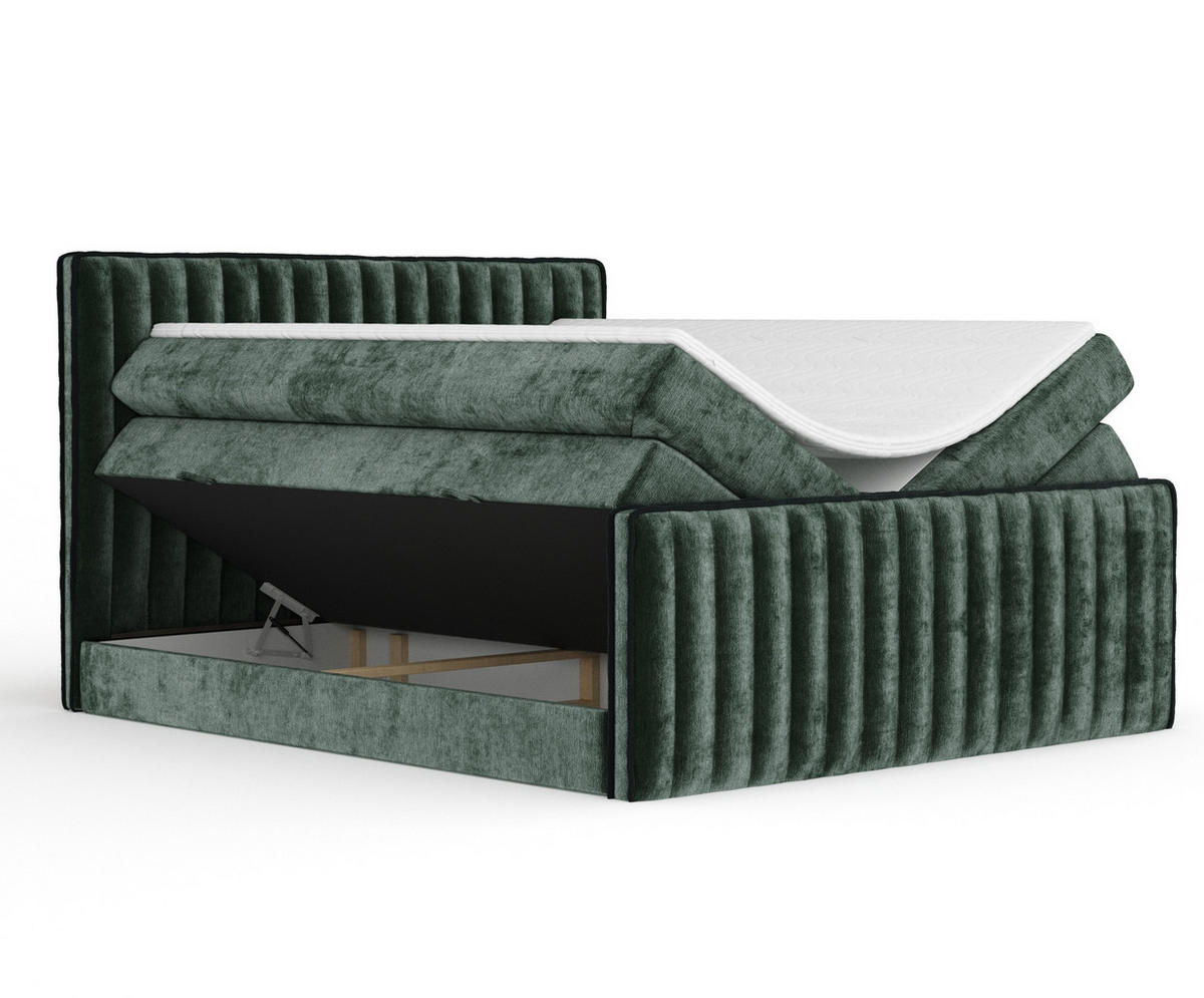 BOXSPRINGBETT Nocturne Grün 160/200 cm - Schwarz/Grün, Holz/Holzwerkstoff (160/200cm) - Maison de Reve