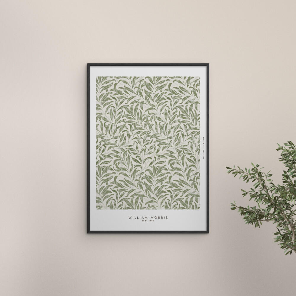 POSTER mit Rahmen William Morris - Leaves - Schwarz/Grün, Holz/Papier (50/70cm) - Poster&Frame