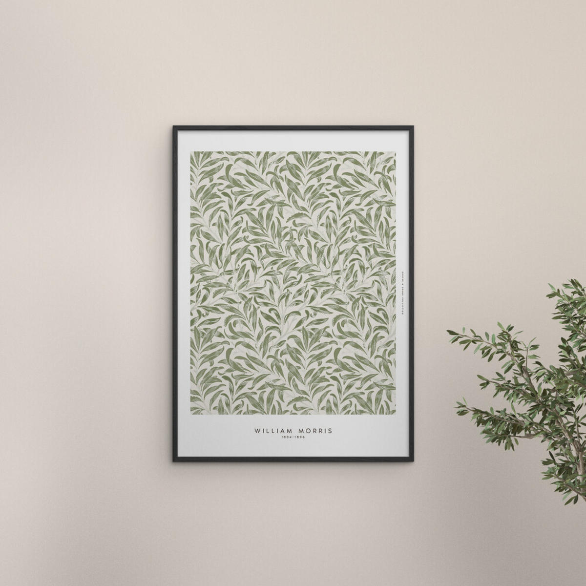 POSTER mit Rahmen William Morris - Leaves - Schwarz/Grün, Holz/Papier (50/70cm) - Poster&Frame