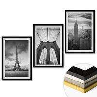 WANDBILDER 3er-Set - 40x60 cm Schwarzer Rahmen - Monochromatische Brückentürme - Schwarz, Kunststoff (40/60cm) - ArtPrintCave