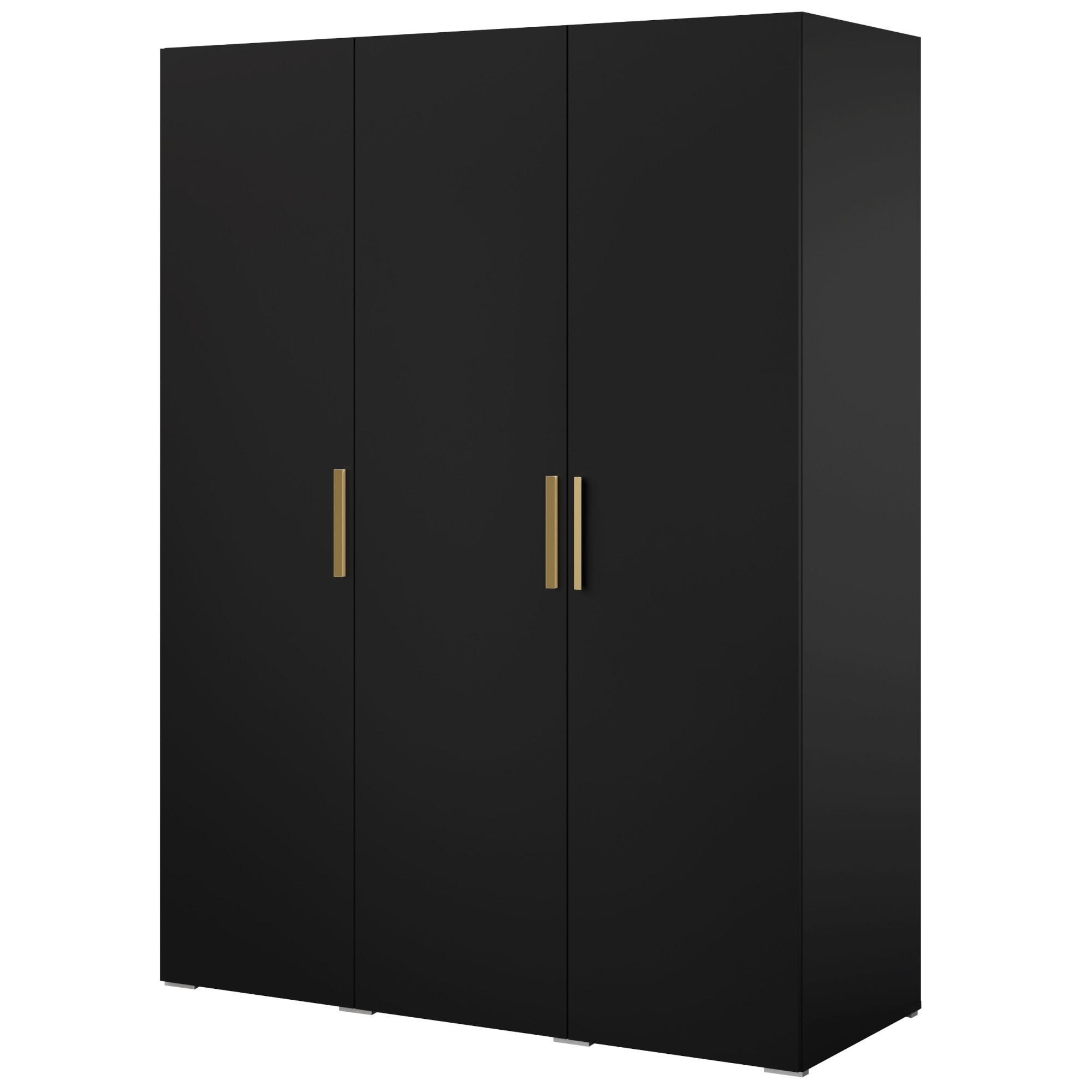 DREHTÜRENSCHRANK Napoli 3D 150 Schwarz (schwarzer oder goldener Griff) - Silberfarben/Schwarz, Holzwerkstoff/Kunststoff (150/35/60cm) - mzm24
