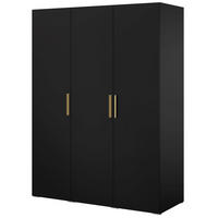 DREHTÜRENSCHRANK Napoli 3D 150 Schwarz (schwarzer oder goldener Griff) - Silberfarben/Schwarz, Holzwerkstoff/Kunststoff (150/35/60cm) - mzm24