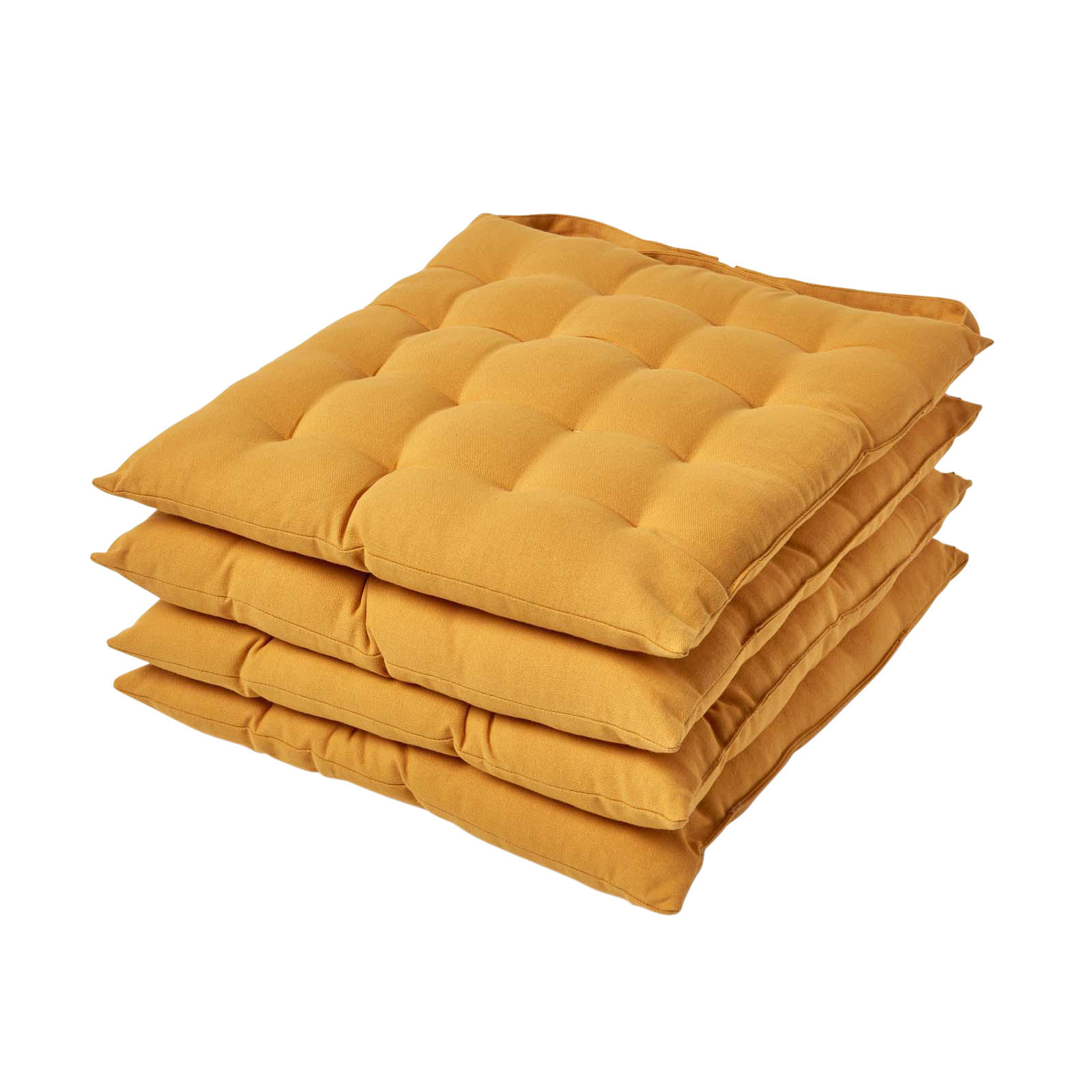 STUHLKISSEN 4er-Set senfgelb 40/40/6,5 cm - Dunkelgelb, Textil (40/40/6.5cm) - Homescapes
