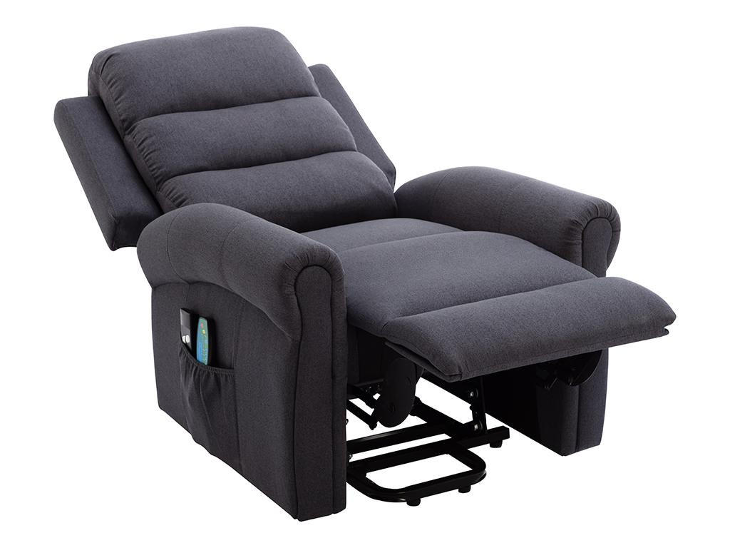 MASSAGESESSEL mit elektrischer Aufstehhilfe - Stoff - Anthrazit - LOVARI - Anthrazit, Textil (91/107/84cm) - Vente-Unique