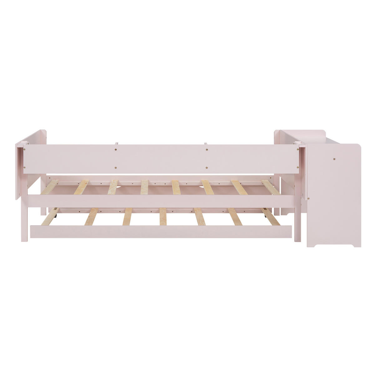 BETT 90/200 cm in Rosa mit Ausziehbett, Schreibtisch und Lattenrost - Rosa, Holz (90/200cm) - BEAOK