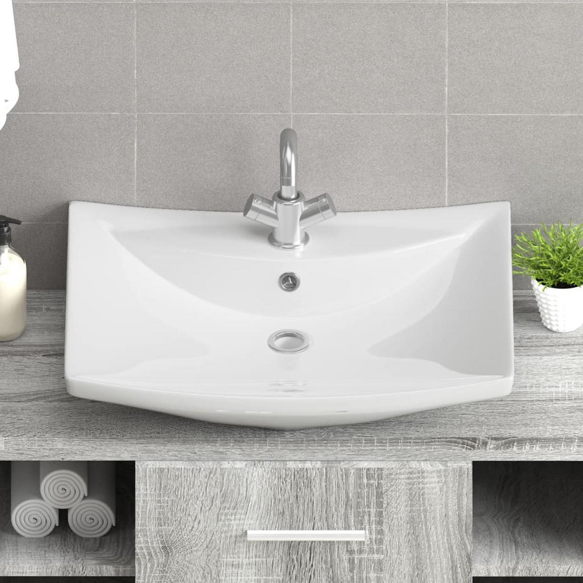 WASCHBECKEN Kozlowski 60/44/17 cm - Weiß, Keramik (60/17/44cm) - Nettlife
