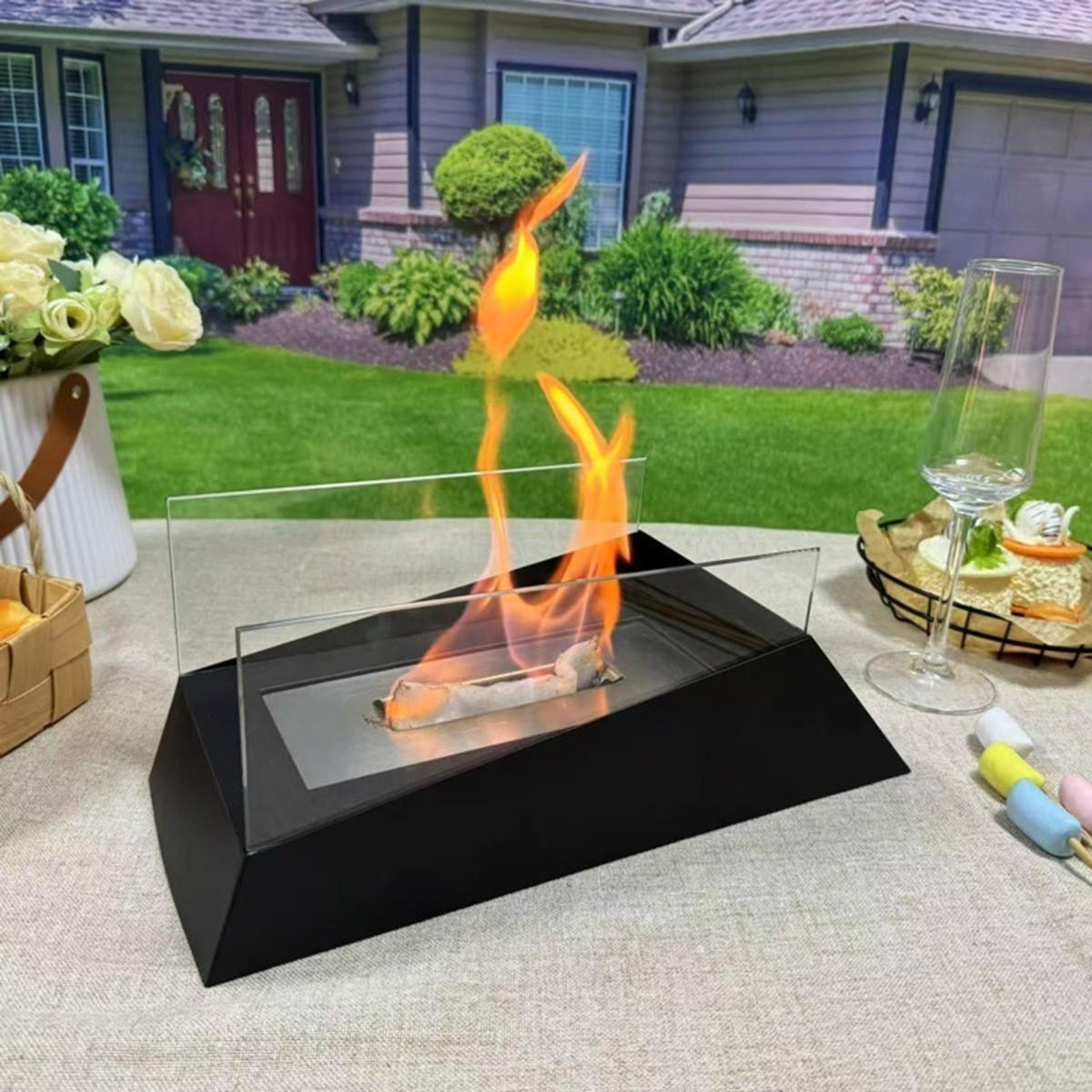 BIOETHANOL-KAMIN Schwarz 35/15/14 cm - Schwarz, Metall (15/14/35cm) - Authentics