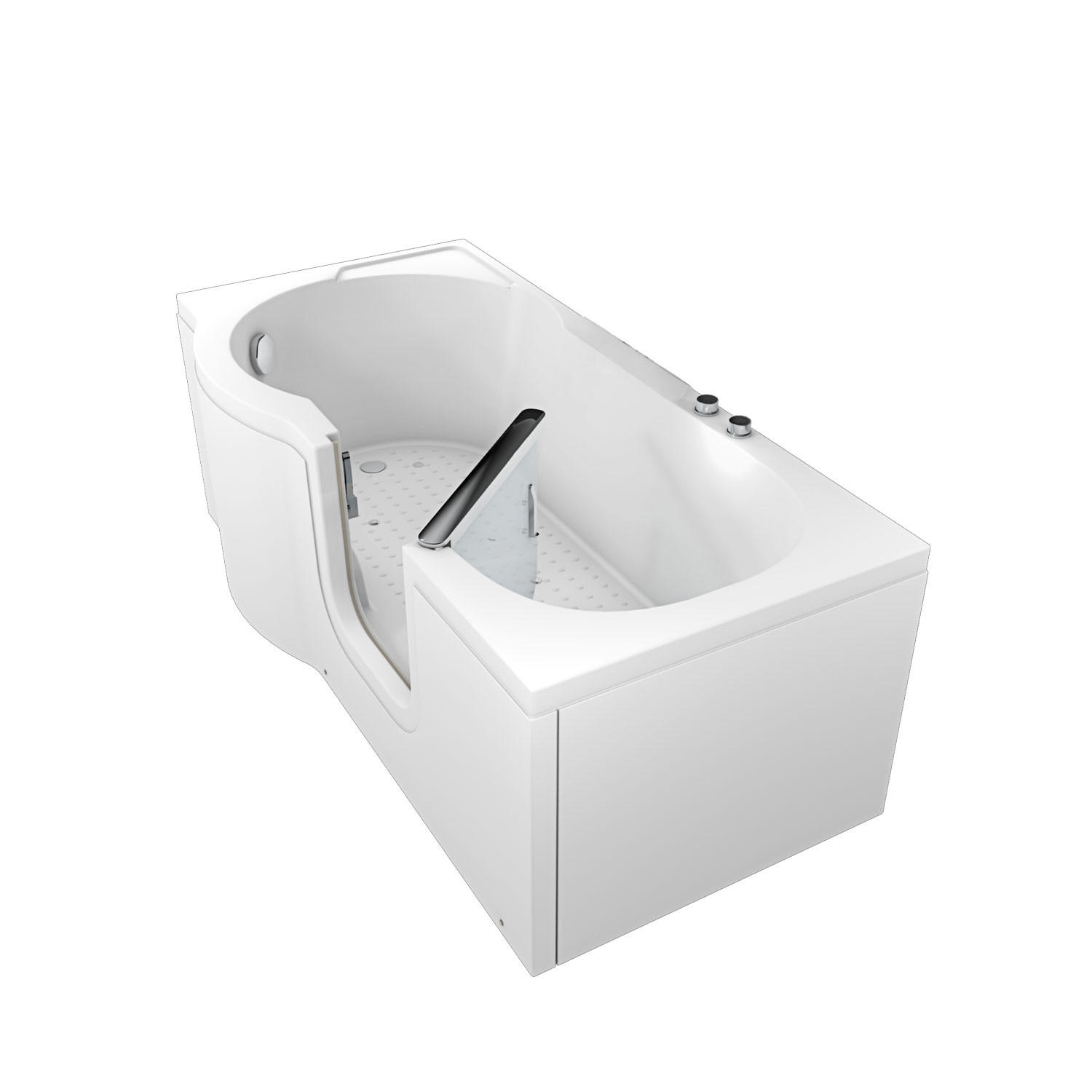 SENIORENWANNE mit Tür S12-AIR-R 85x170 - Weiß, Glas/Kunststoff (170/60/85cm) - AcquaVapore by Sandra Jentho