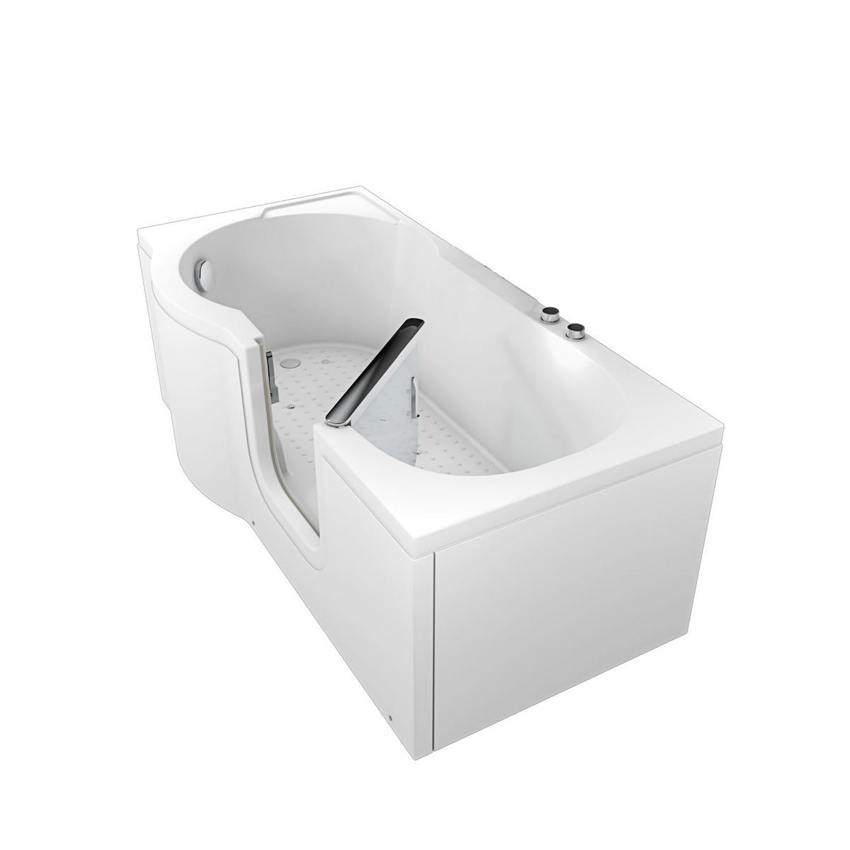 SENIORENWANNE mit Tür S12-AIR-R 85x170 - Weiß, Glas/Kunststoff (170/60/85cm) - AcquaVapore by Sandra Jentho