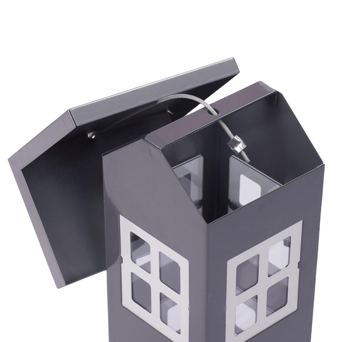 VOGELHAUS - Grau, Metall (12/26/12cm) - Relaxdays