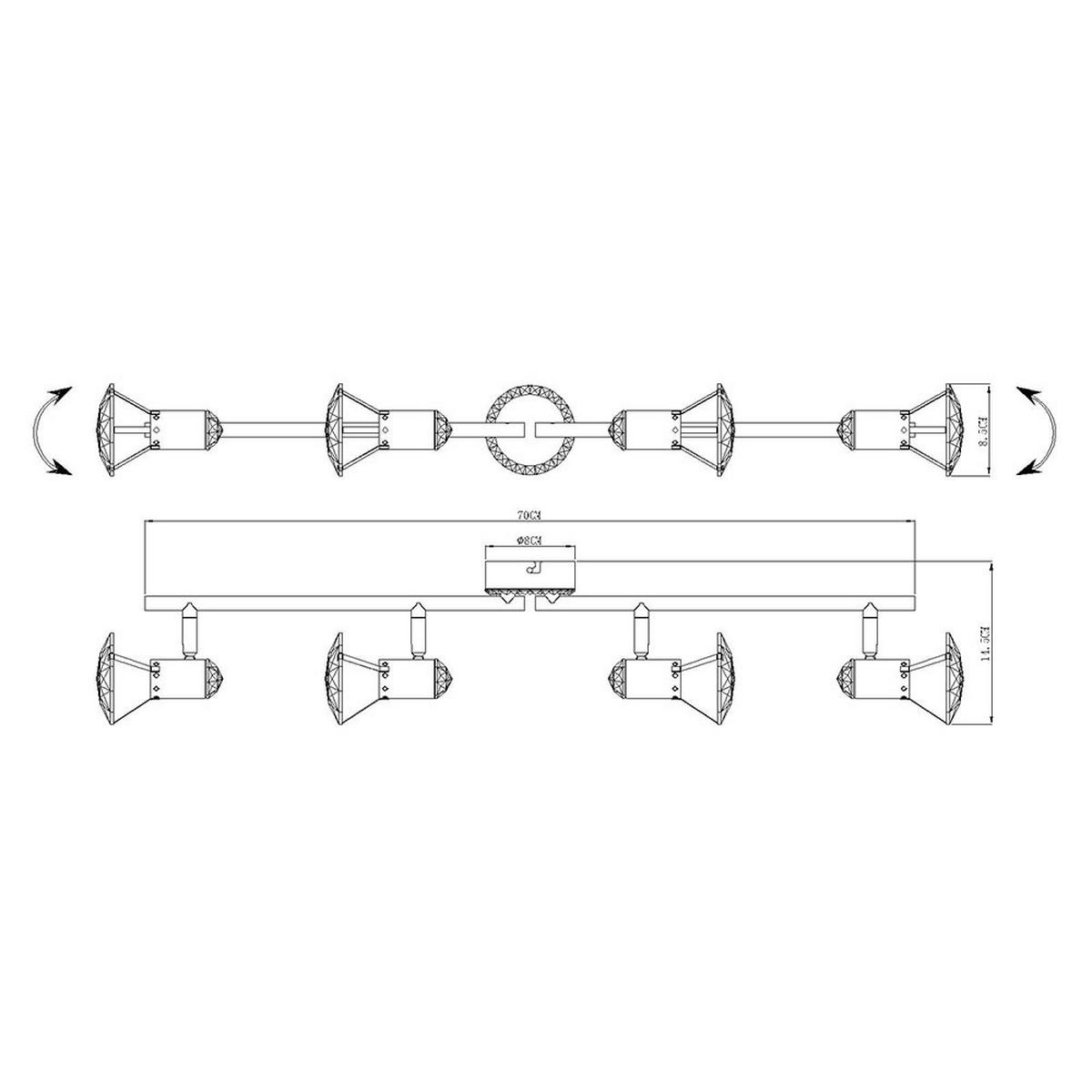 LED DECKENLEUCHTE Metall Silber Chrom Kristalle - Silberfarben, Metall (70/10/14.5cm) - Globo Lighting