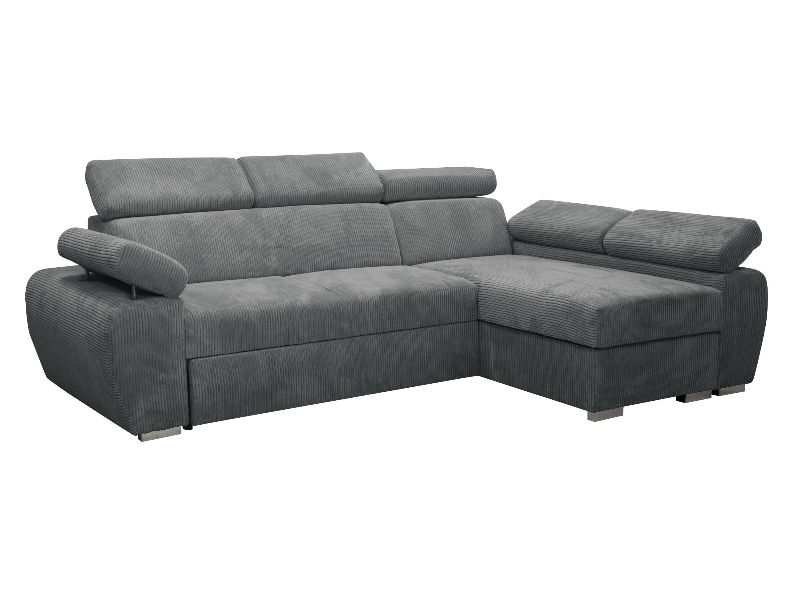 ECKSOFA Boston Mini Premium Cord 2RLC Seite: Rechts 2R+LC - Chromfarben/Grau, Holz/Textil (255/170cm) - MIRJAN24