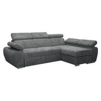 ECKSOFA Boston Mini Premium Cord 2RLC Seite: Rechts 2R+LC - Chromfarben/Grau, Holz/Textil (255/170cm) - MIRJAN24
