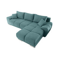 ECKSOFA beidseitig montierbar, Schlaffunktion mit Bettkasten - Chromfarben/Grün, Textil (289/189cm) - ed exciting design