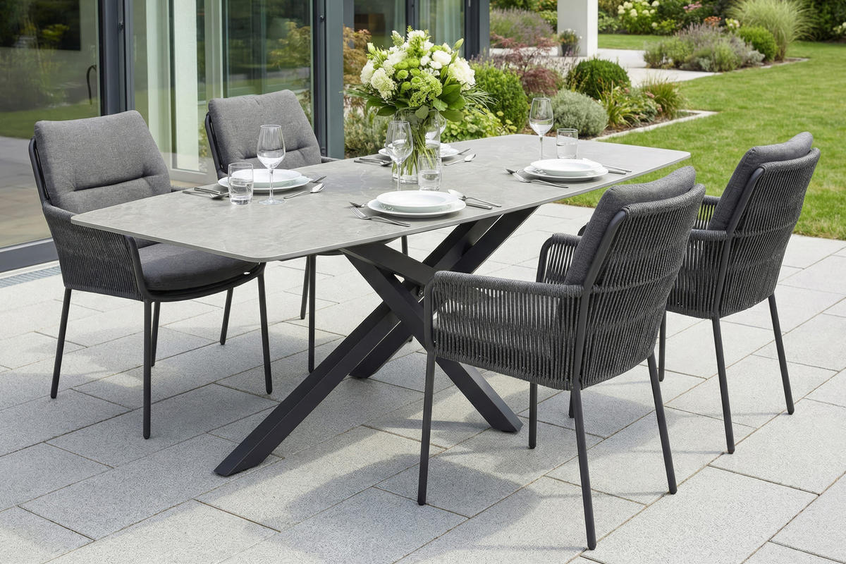 GARTENSTUHL Concord 86x71x59 cm, Metall, Anthrazit - Anthrazit/Grau, Metall (71/86/59cm) - dasmöbelwerk