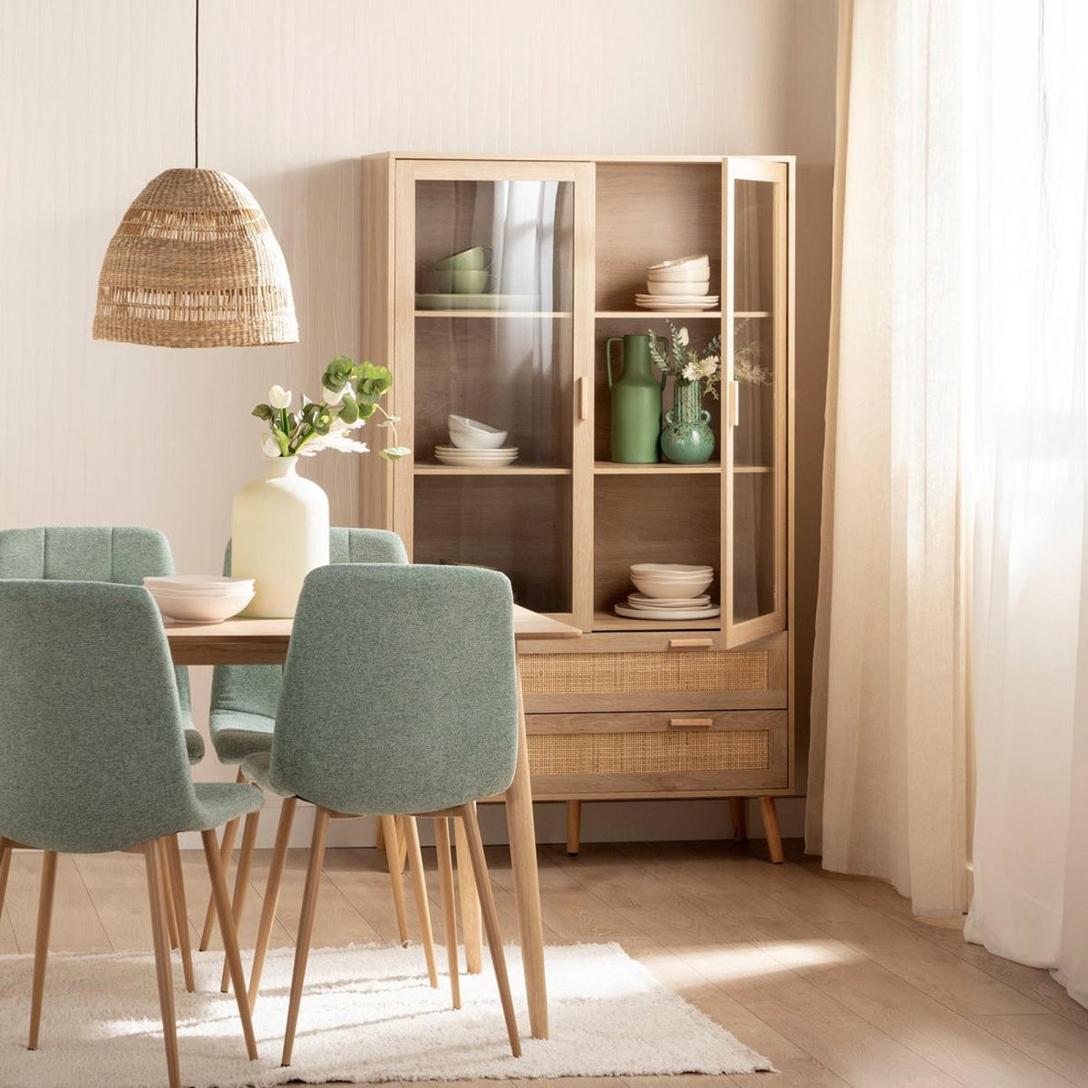 VITRINENSCHRANK DOPPELTER Tahiti Natürlich 100 cm x 170 cm - Naturfarben, Holzwerkstoff (100/170/40cm)