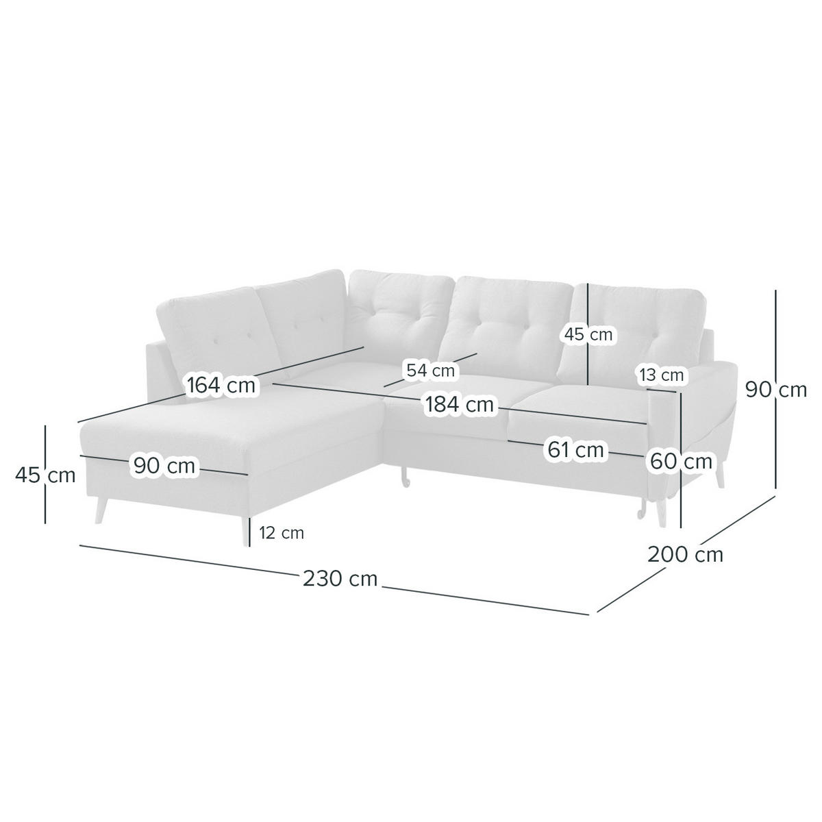 ECKSOFA mit Ottomane - Webstoff - Hellbraun/Cappuccino, Holz/Textil (230/200cm) - home24