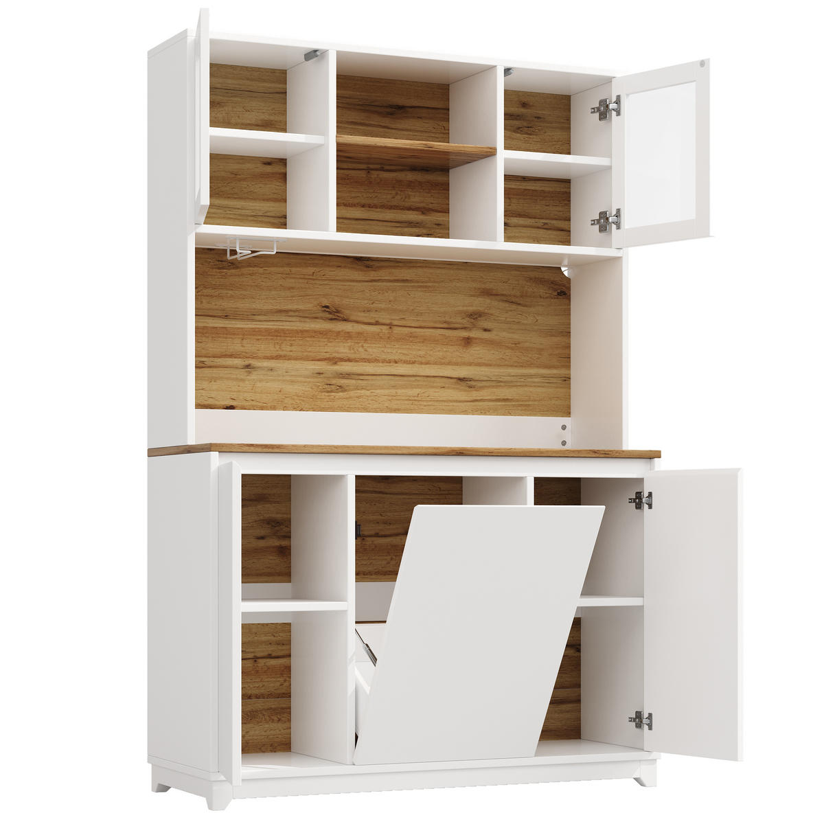 BUFFETSCHRANK Weiß 120/40/180 cm - Weiß, Holz (120/180/40cm) - PANGIVO