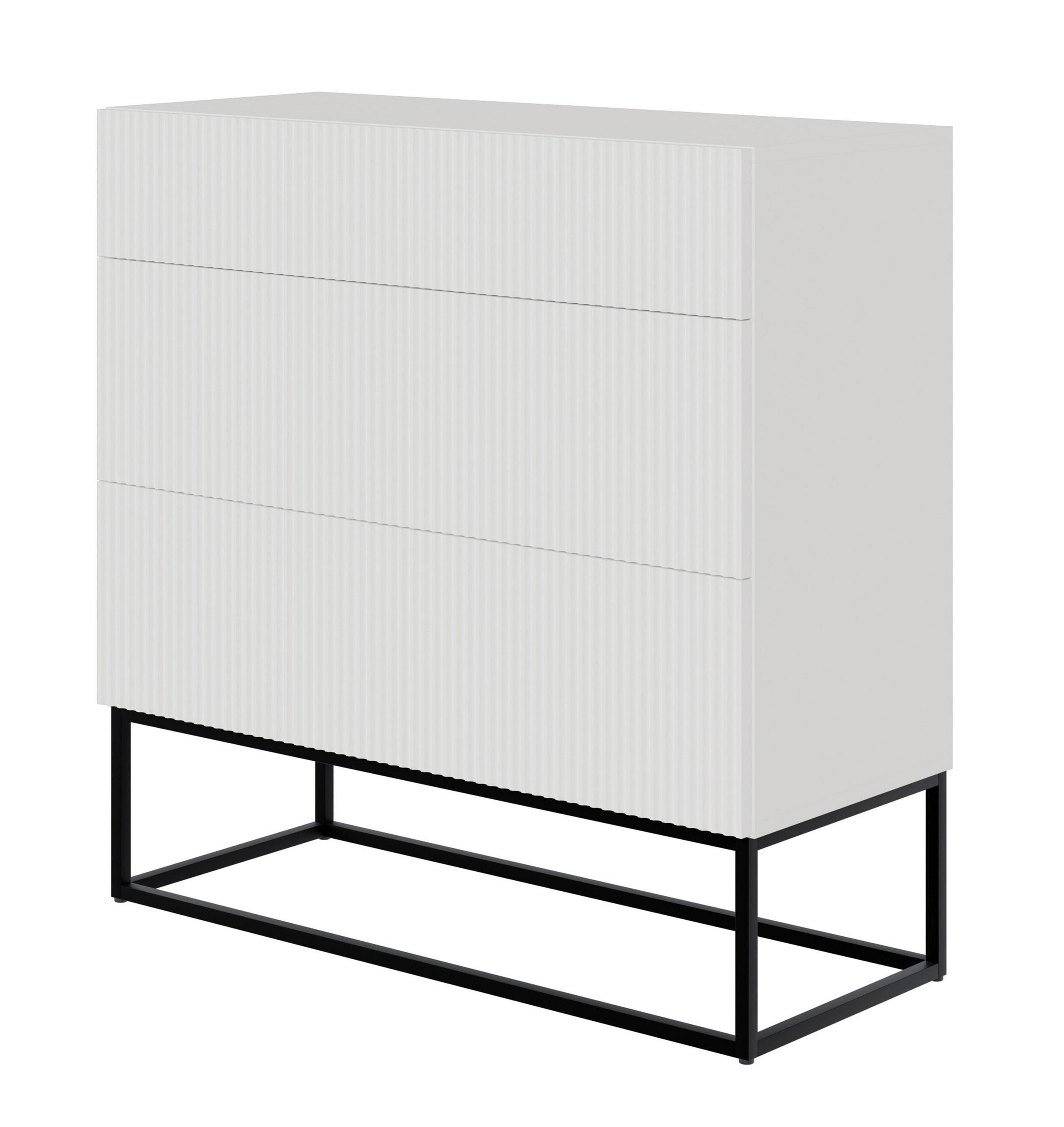 KOMMODE Veldio Weiß mit schwarzen Beinen 90 cm - Schwarz/Weiß, Holzwerkstoff/Metall (90/90/38cm) - Selsey