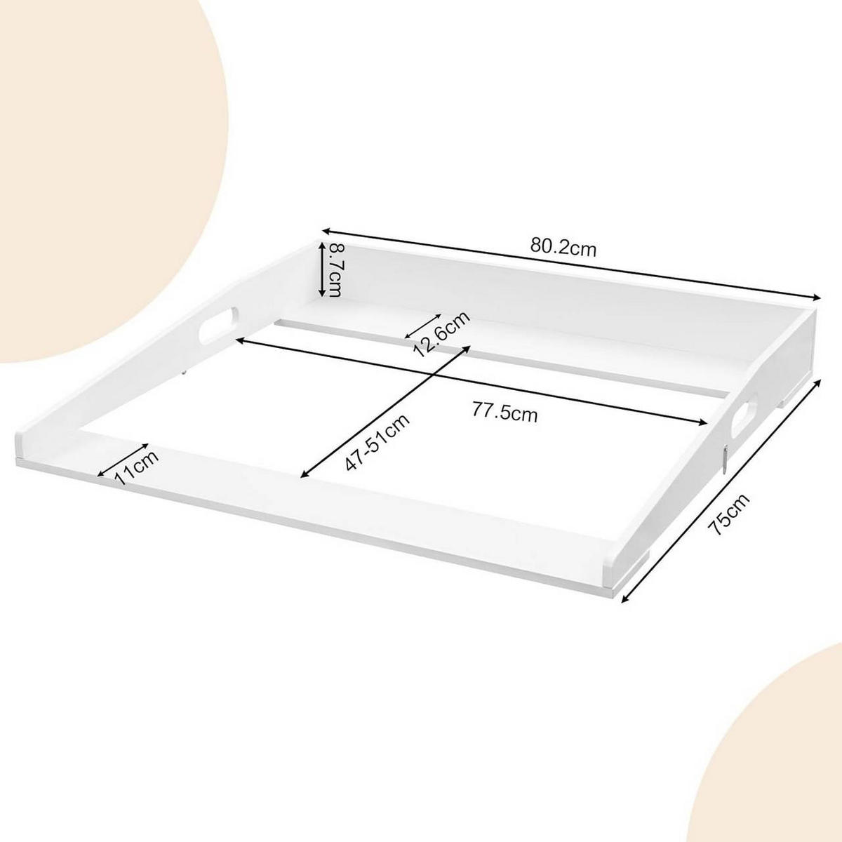 WICKELAUFSATZ für Kommode, 80x10x75 cm, Weiß - Weiß, Holzwerkstoff (80/10/75cm) - Woltu
