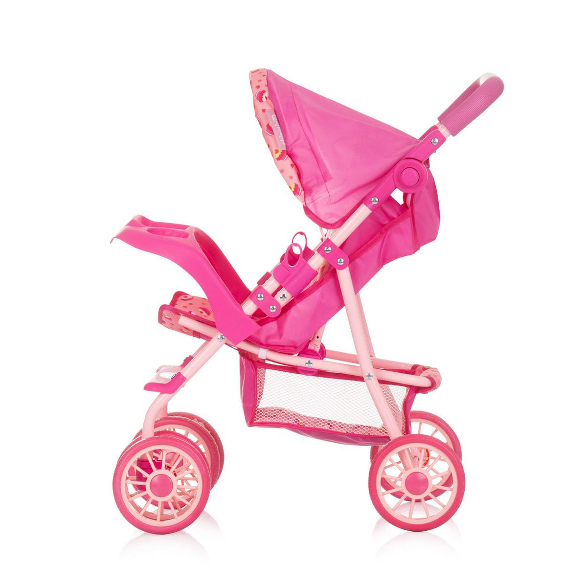 PUPPENWAGEN Dolly rosa Korb, Frontbügel, Fußstütze, Griff verstellbar, faltbar, ab 3 Jahren - Rosa, Metall (33/58/54cm) - Chipolino