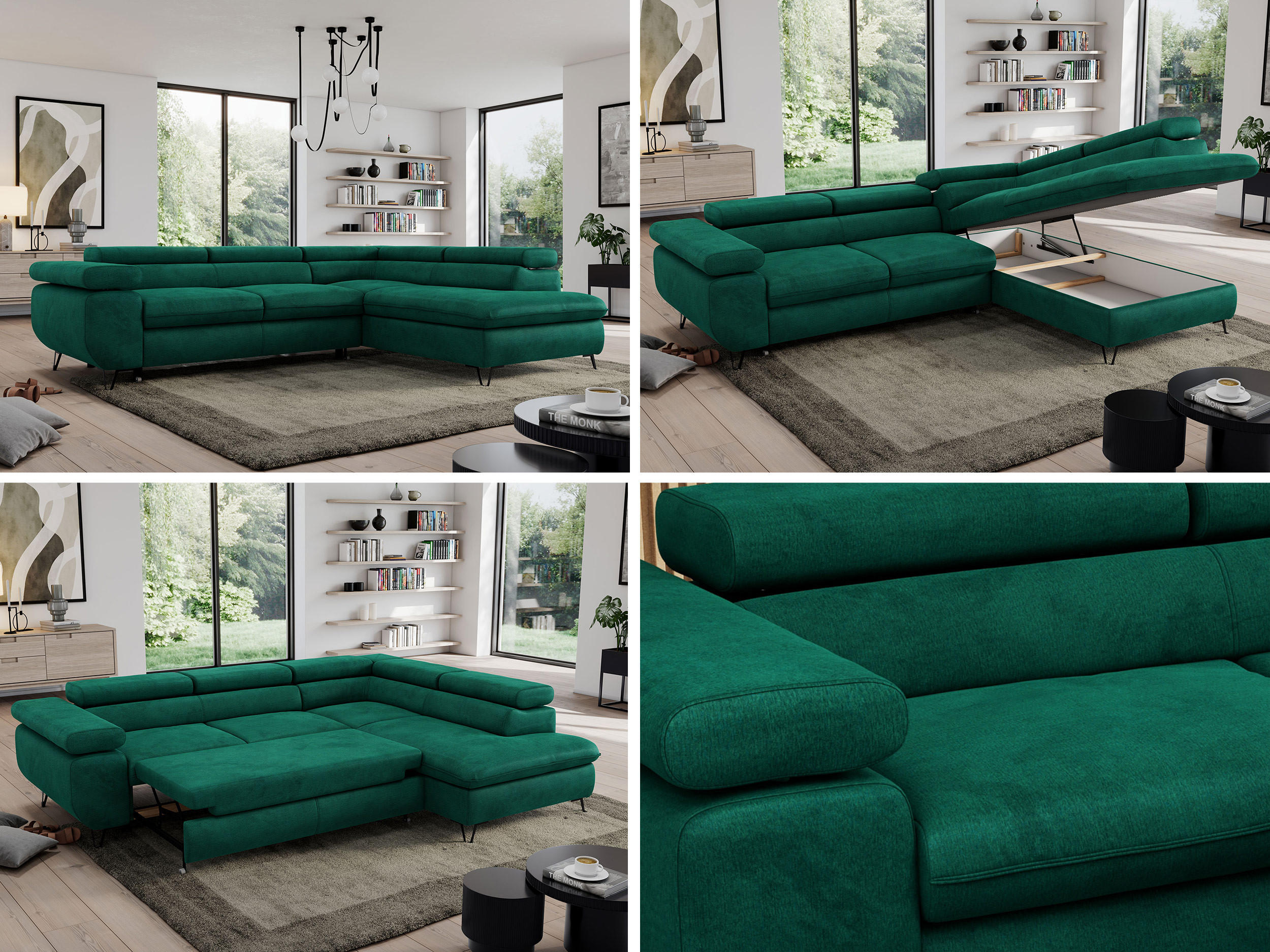 Thumbnail - MKS Ecksofa, Dunkelgrün, Textil, 3-Sitzer, L-Form,L-Form, 273x208 cm, Oeko-Tex®, Wohnzimmer, Sofas & Couches, Wohnlandsc...