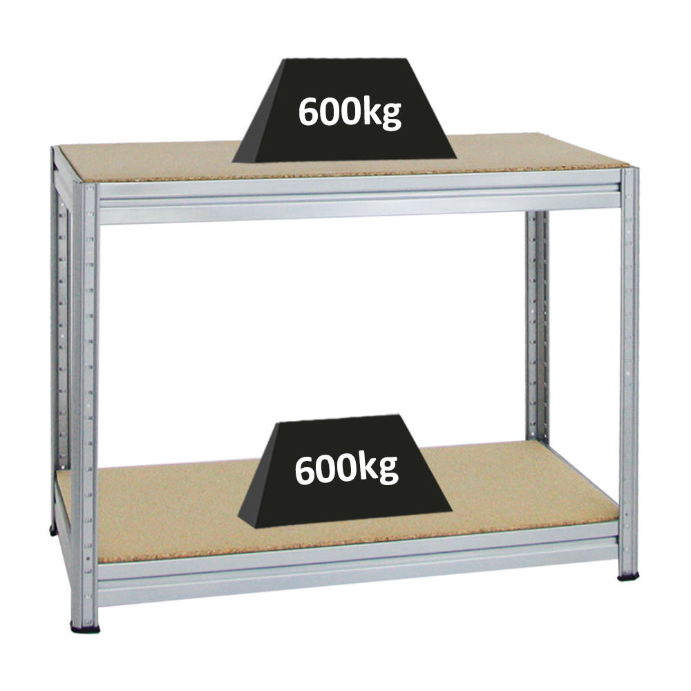 WERKBANK Dino höhenverstellbar 90x120x60 cm Traglast 600 kg Verzinkt - Silberfarben, Metall (120/87/60cm) - PROREGAL