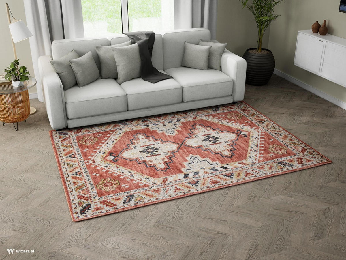 HEATSET-TEPPICH Florence Rot/Creme 80x150 cm - Multicolor, Textil (80/150cm) - Vercai Rugs