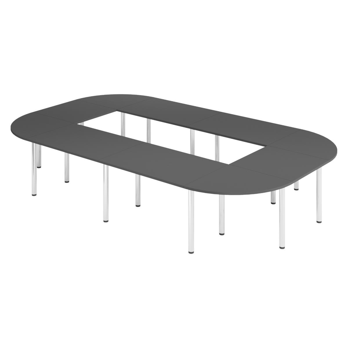 KONFERENZTISCH-SETS Serie-K 240/400/74 cm in Graphitfarben - Graphitfarben, Holzwerkstoff (240/400/74cm) - bümö