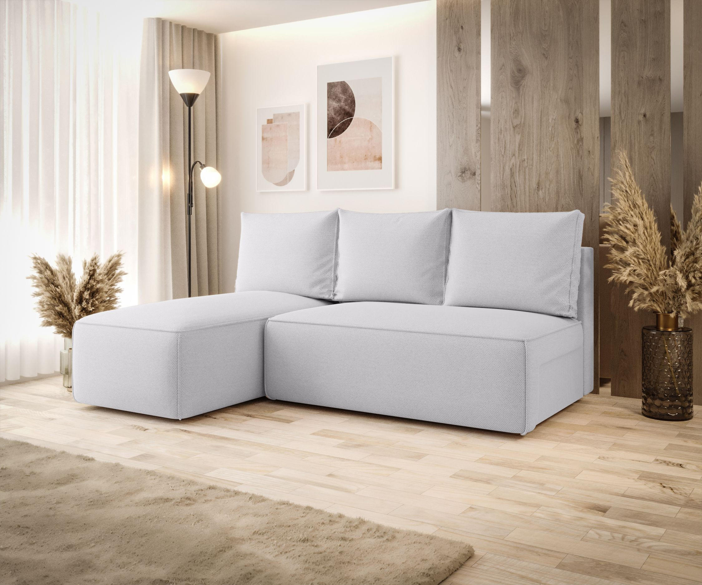 ECKSOFA mit Schlaffunktion SAVIO MINI Curio 80 Links - Hellgrau, Textil (200/140cm) - Bedante