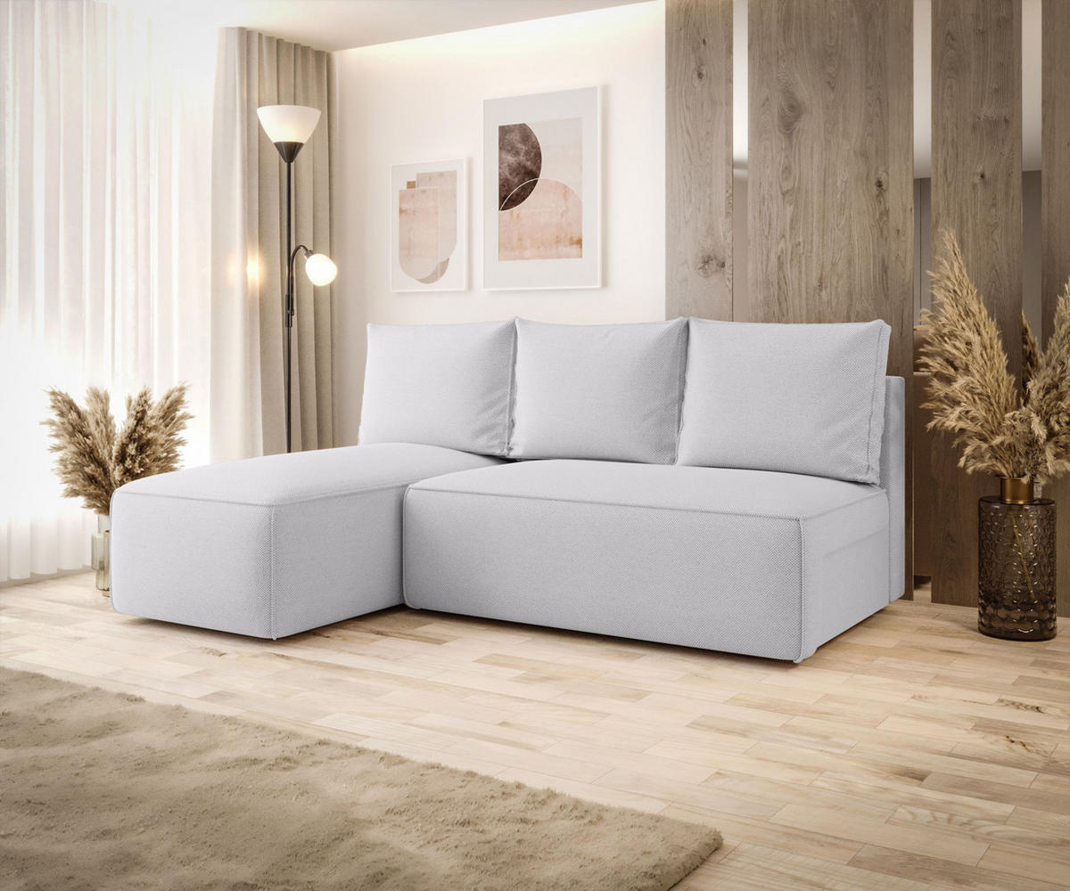 ECKSOFA mit Schlaffunktion SAVIO MINI Curio 80 Links - Hellgrau, Textil (200/140cm) - Bedante