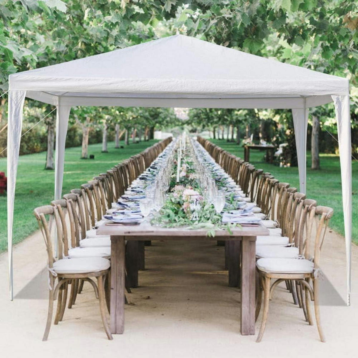 GARTENPAVILLON faltbar 3 x 3 m weiß mit 4 Wänden UV-Schutz - Weiß, Textil (300/250/300cm)