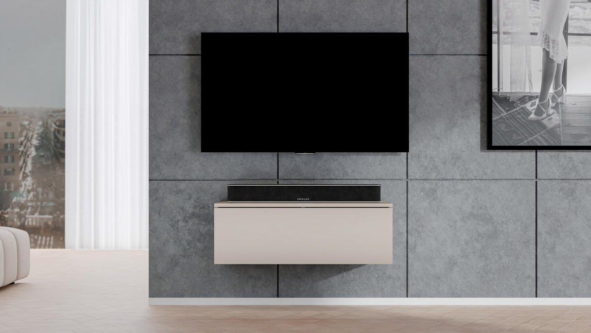 LOWBOARD Loriano 100 Beige Kaschmir 100/34/32 cm – TV Board - Beige, Holzwerkstoff/Kunststoff (100/34/32cm) - AX Living