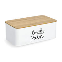 BROTKASTEN Le Pain - Metall, Bambusdeckel - Weiß - Weiß, Metall (33.8/12.5/19.3cm) - Zeller Present