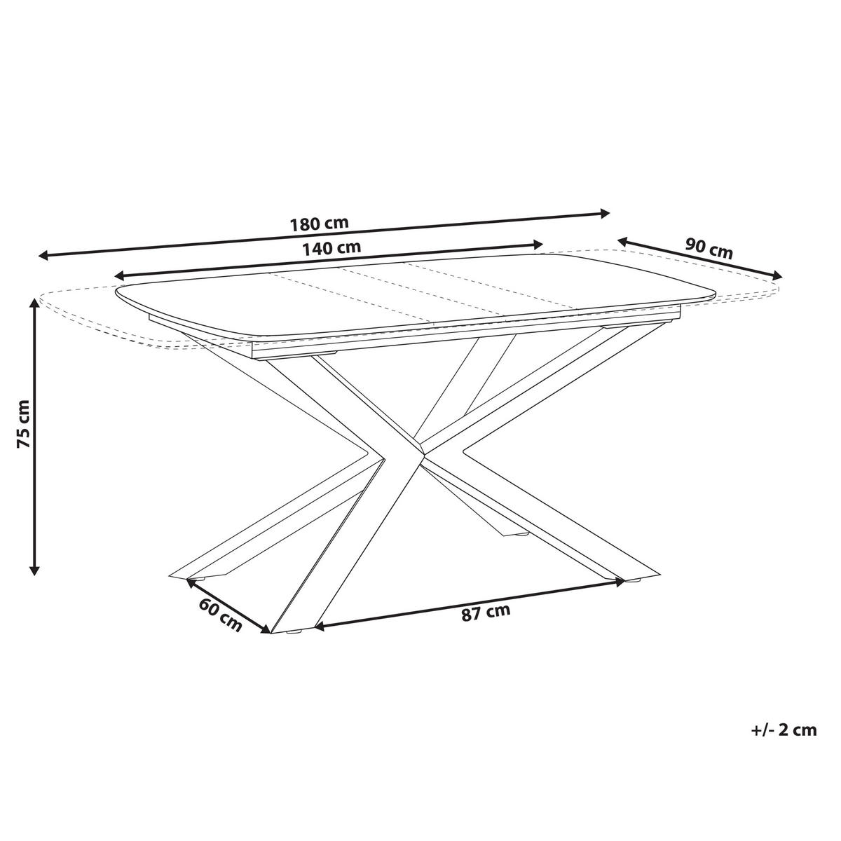 JÍDELNÍ STŮL vysunovací Hnědý 140-180/90 cm Gairdner - hnědá, kompozitní dřevo (140/90/75cm) - Beliani