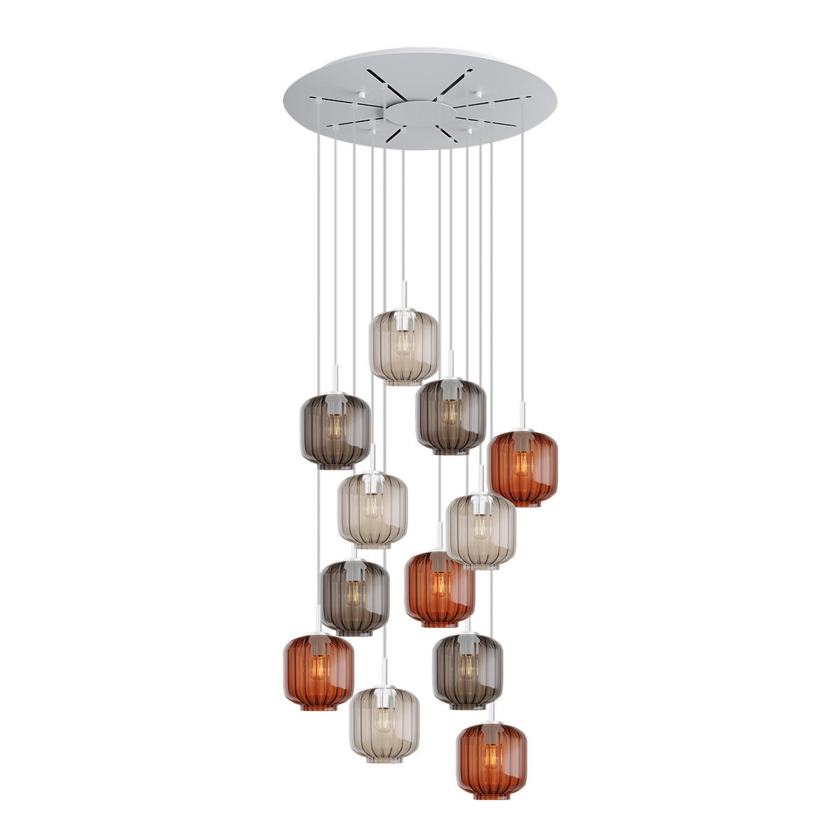 GALERIELEUCHTE Velo 12-flammig Mehrfarbig Ø 20cm - Multicolor/Weiß, Glas (20/20/20cm) - s.luce