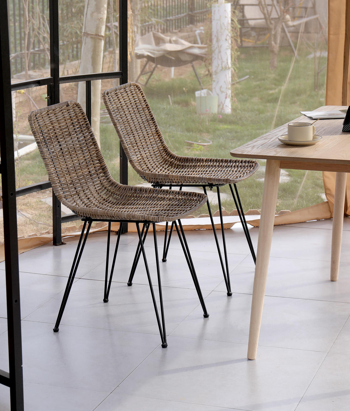 STUHL 2er-Set Rattan Braun - Braun, Holz (40/82/47cm) - Nordlys