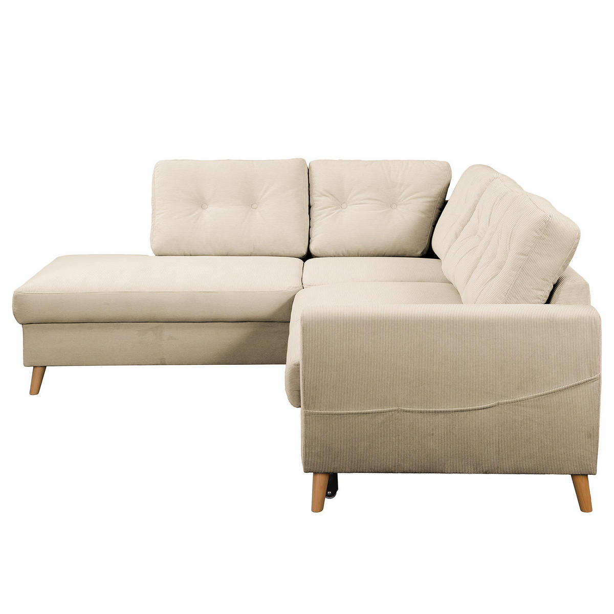 ECKSOFA mit Ottomane - Beige/Braun, Holz/Textil (230/200cm) - home24