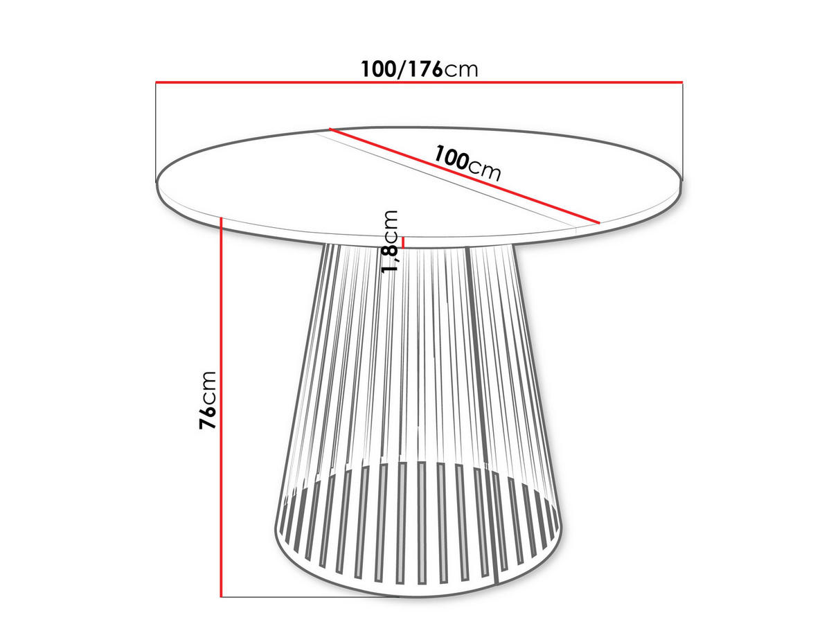 ESSTISCH ausziehbar Cone 100 - Hellgrau/Schwarz, Holzwerkstoff/Metall (100/100/76cm) - MIRJAN24