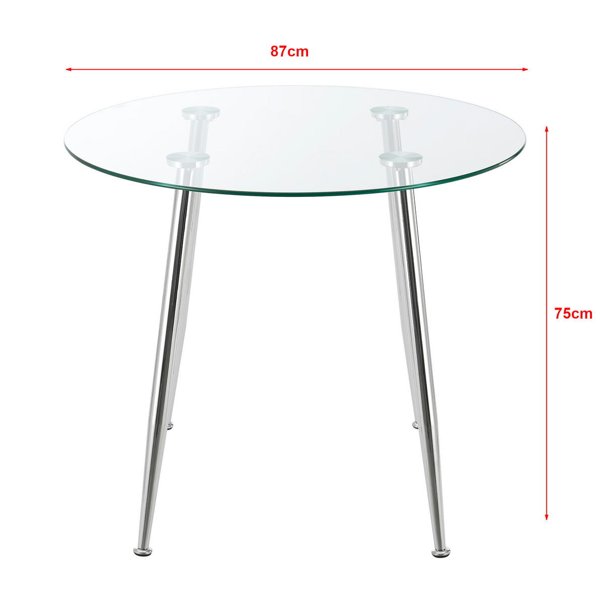ESSTISCH Humppila - Chromfarben/Transparent, Glas/Metall (87/87/75cm) - [en.casa]
