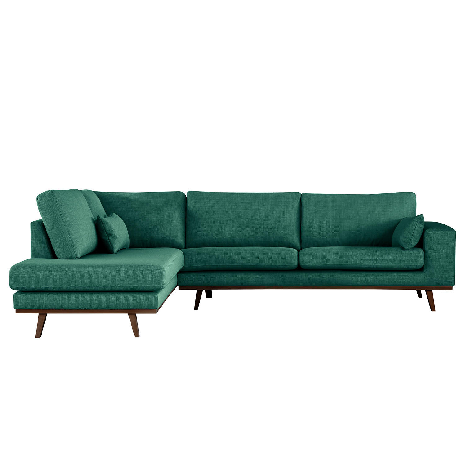 ECKSOFA mit Ottomane - Dunkelgrün/Buchefarben, Textil (287/219cm) - home24