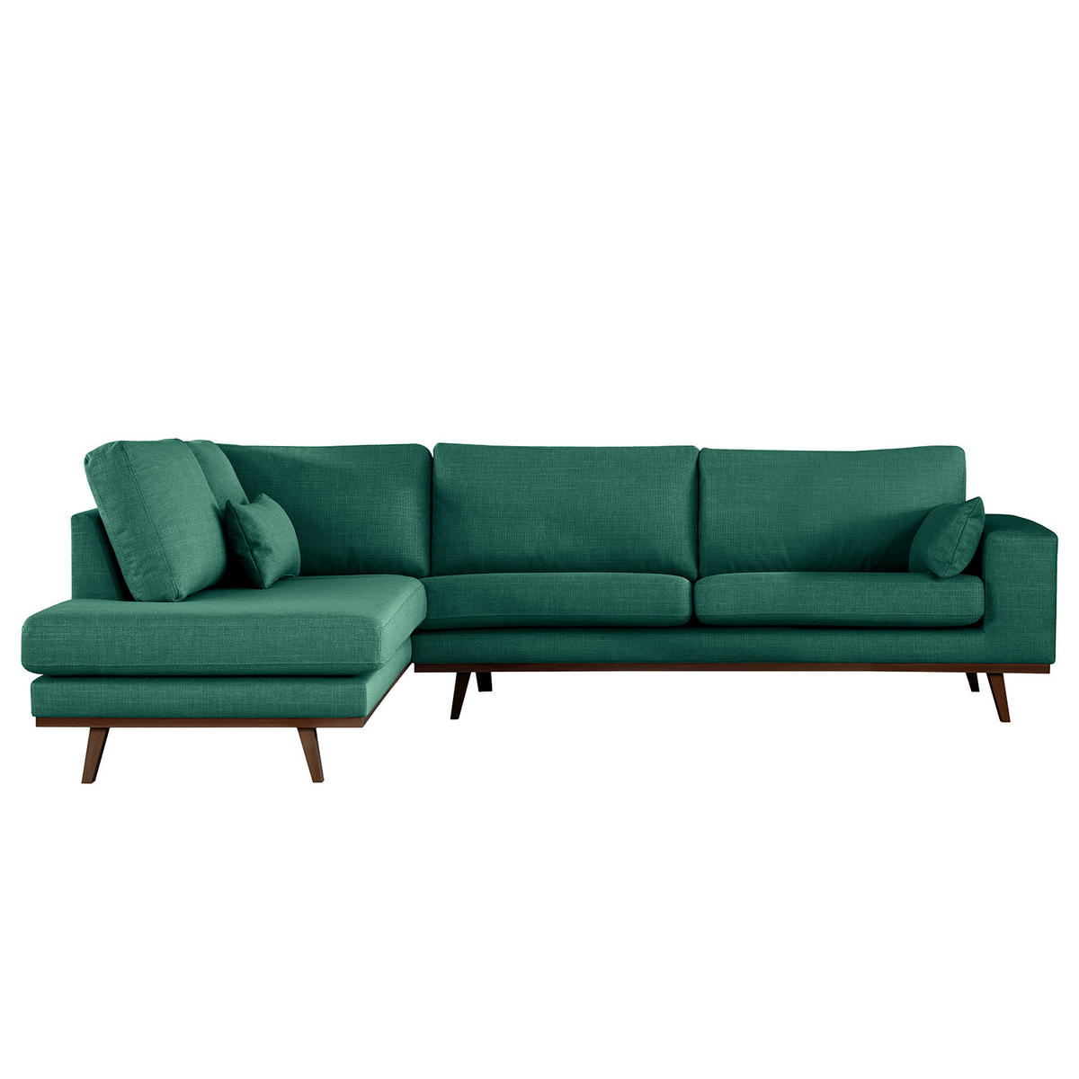 ECKSOFA mit Ottomane - Dunkelgrün/Buchefarben, Textil (287/219cm) - home24
