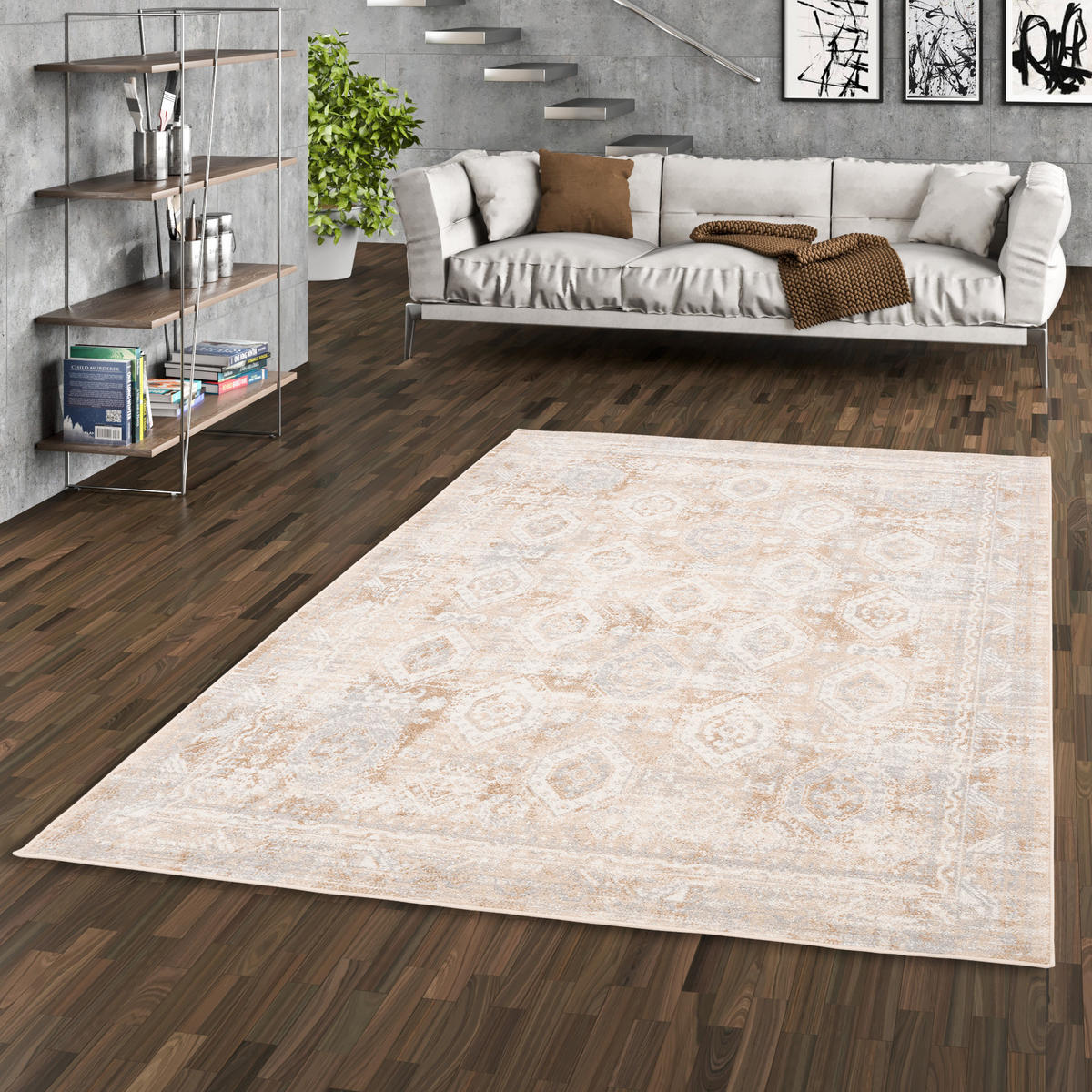 DESIGNER TEPPICH MODERNE ORIENT VINTAGE KLASSIK - Creme, Textil (80/150cm) - Pergamon