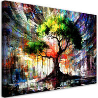LEINWANDBILD Abstrakter Baum Natur - Lila, Textil (90/60cm) - Feeby
