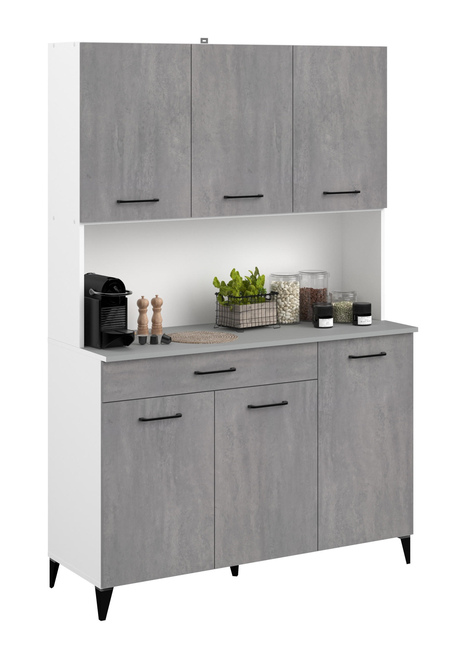 KÜCHENBUFFET Malice 11 in Weiß und Beton - Weiß, Holzwerkstoff (80/200/120cm)