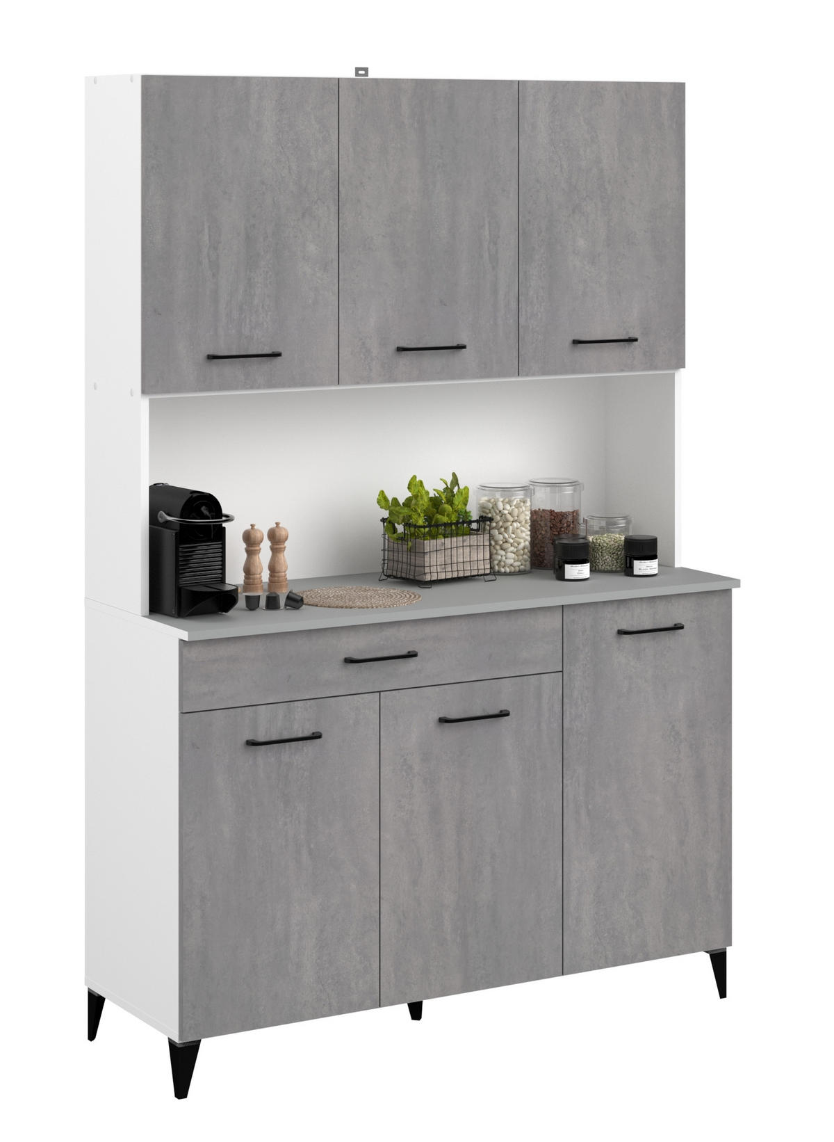 KÜCHENBUFFET Malice 11 in Weiß und Beton - Weiß, Holzwerkstoff (80/200/120cm)