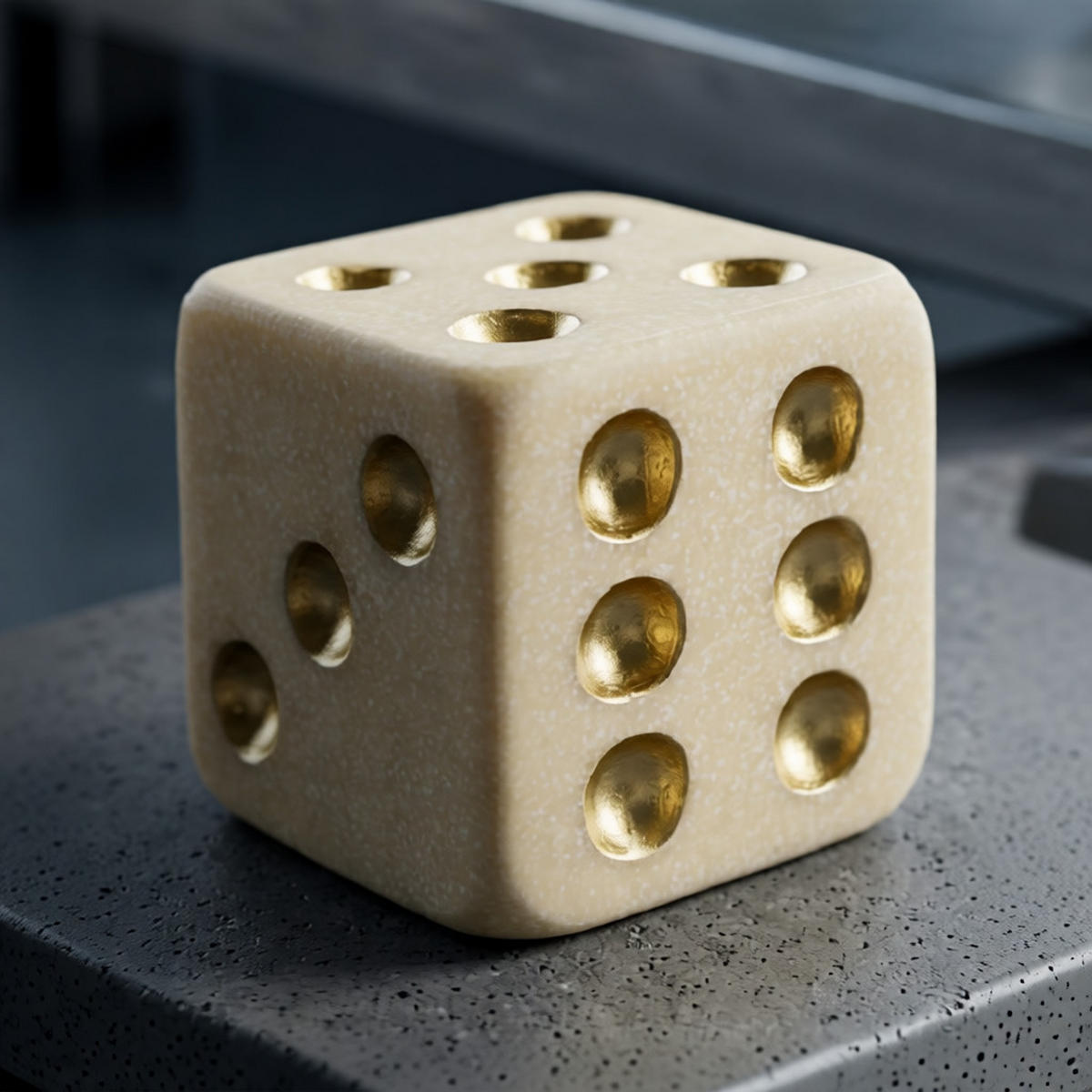 DEKOOBJEKT Dice Quarzy, weiß und goldfarben, Polyresin, 12 x 12 x 12 cm - Goldfarben/Weiß, Kunststoff (12/12/12cm) - Mauro Ferretti